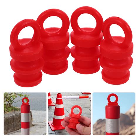NICEXMAS Small Safety Cones Red Pe Polythene Warning Column Cap Secure ...