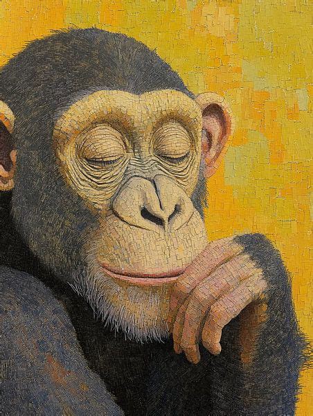 Monkey Yellow | Monkey in Gold Background by Modern Collection on ...