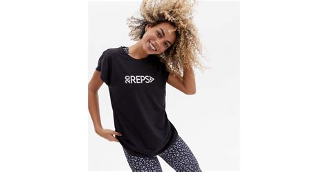 20 Reps Black Logo Sports T-Shirt | New Look