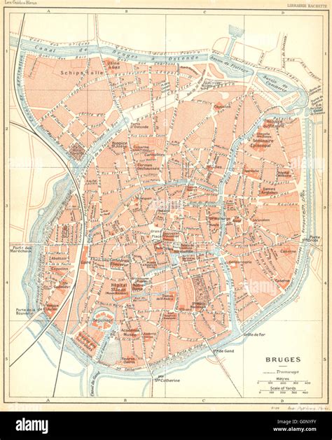 BELGIUM: Brugge Bruges. Town city ville plan carte map, 1924 Stock Photo - Alamy