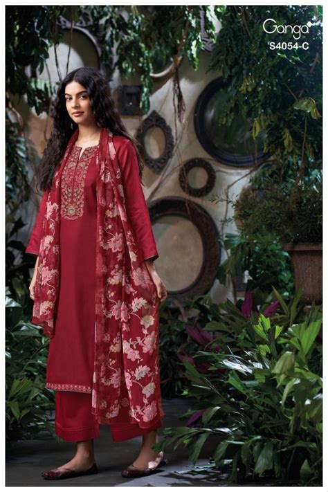 Ganga Bruna 4054 Cotton Satin With Embroidery Salwar Kameez