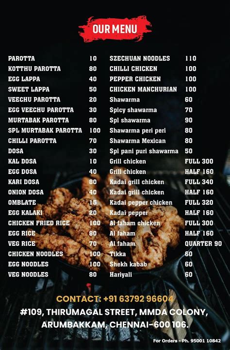Menu at BEAST FEAST, Chennai