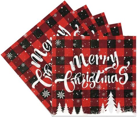 24 Pcs Christmas Napkins Paper 33cm Christmas Serviettes-Red Napkins ...