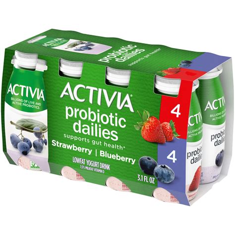 Activia Probiotic Dailies Strawberry and Blueberry Lowfat Yogurt Drinks ...