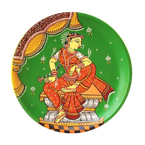 Pattachitra Lady With Lotus In Hand Wall Plate | Authentic – Maavni Designs