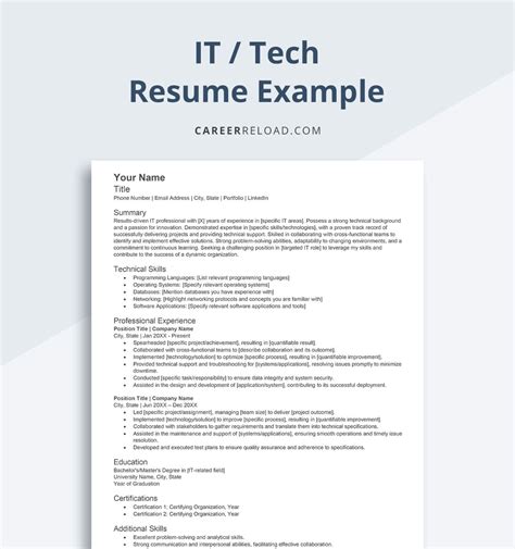 Image result for Tech Resume Example