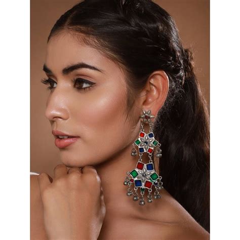 Buy Aatmana Women Multi-Color Floral Drop Earrings Online
