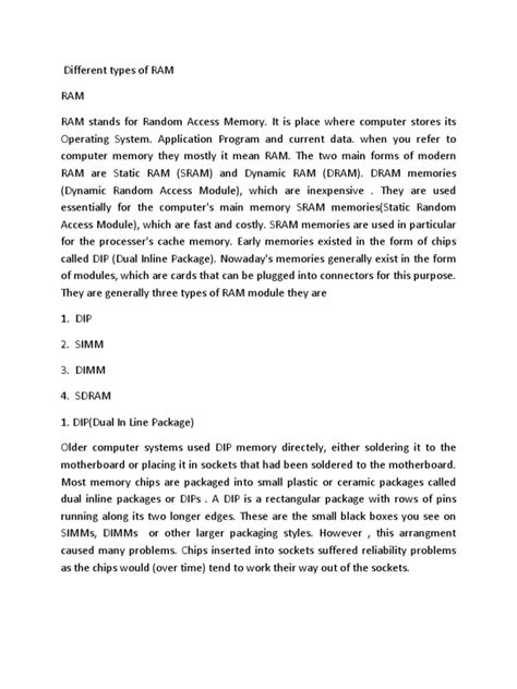 Image result for Types of Random Access Memory
