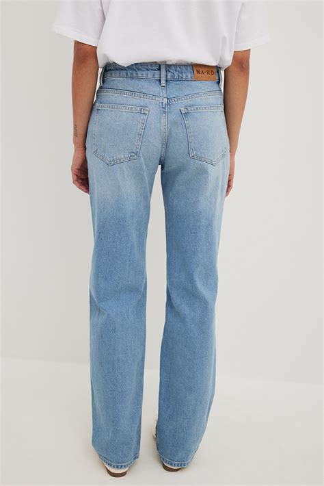 Straight Mid Waist Jeans Blue | NA-KD