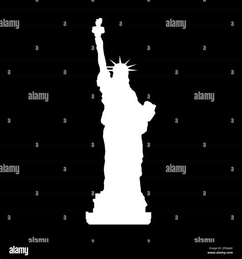 New York Statue of Liberty Vector silhouette. White silhouette on black background. Vector ...