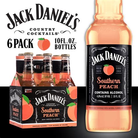 Jack Daniel's Country Cocktail, Southern Peach, 6 Pack, 10 fl oz Glass ...