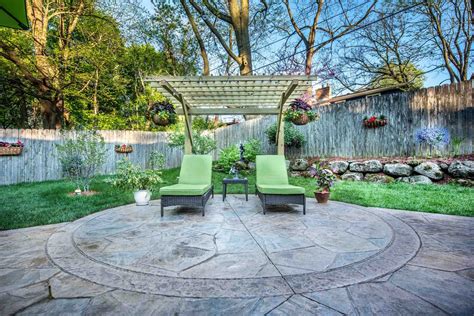 L Shaped Patio Designs Stamped Concrete