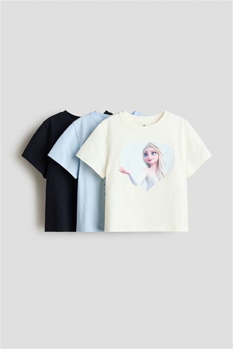 Cream/Frozen 3-pack printed jersey tops for kids | H&M IN