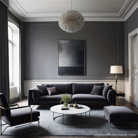 Luxurious Dark Living Room | Stable Diffusion Online