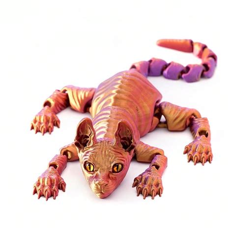 1pc 3D Printed Sphynx Cat, Realistic Hairless Cat Figurine, Cute 3D ...