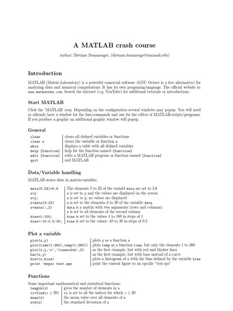 Image result for MATLAB Crash Course