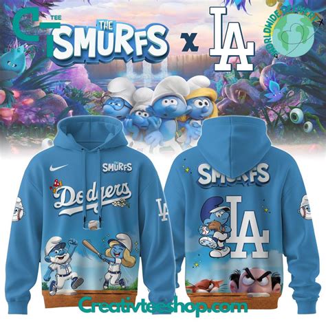 Los Angeles Dodgers MLB x The Smurfs Night Special Hoodie - Creativteeshop