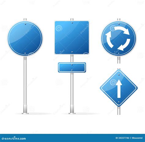 Vector Blank Traffic Sign Blue Set Stock Vector - Illustration of ...