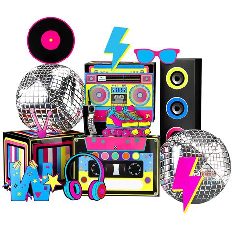 Saypacck 14 Pcs 80s 90s Party Decorations Hip Hop Favor Set Large Paper ...