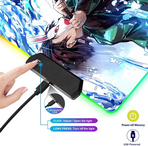 Buy Anime Mouse Pad RGB Tanjirou Sword,Extra Large Mousepad Full Size ...