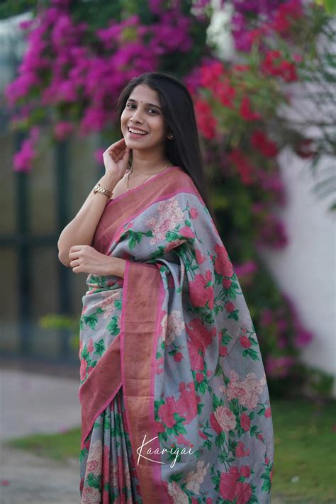 Tarika Pure Tussar Saree - Ash and Pink – Ivalinmabia