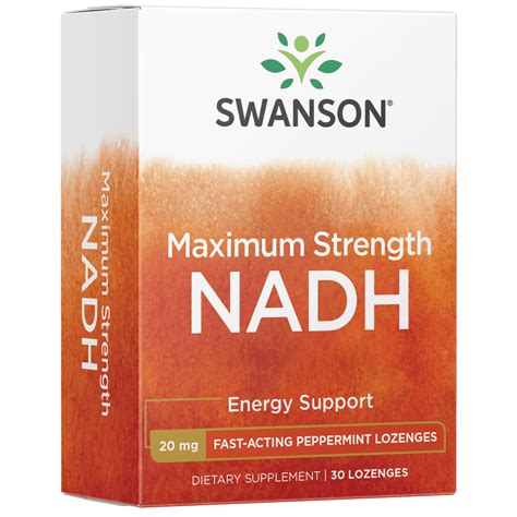 Swanson Dietary Supplement Fast-Acting Maximum Strength Nadh 20 mg ...