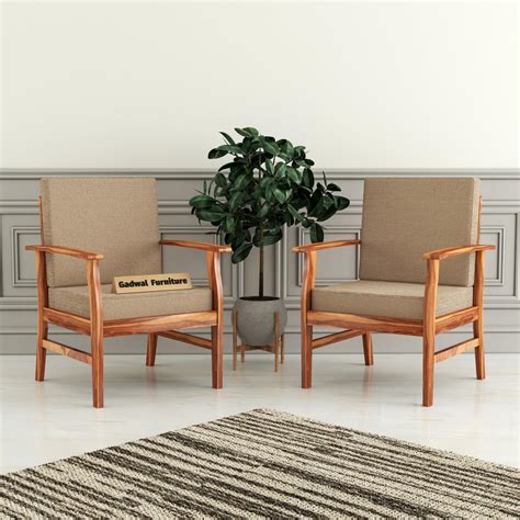 DEMIWALL Wooden Single Seater Sofa Armchair with Cushion for Living ...