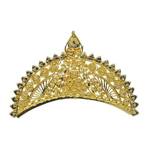 Buy Srijacollections Golden Crown Tiara Mukut for Bengali Indian Women ...