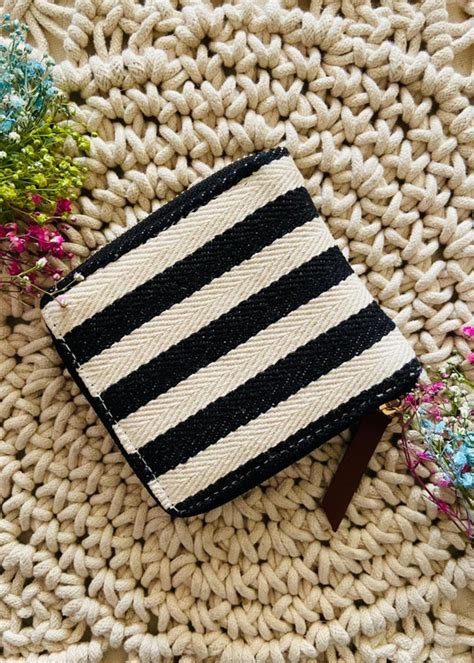 Get Beige & Black Striped Mini Wallet at ₹ 700 | LBB Shop