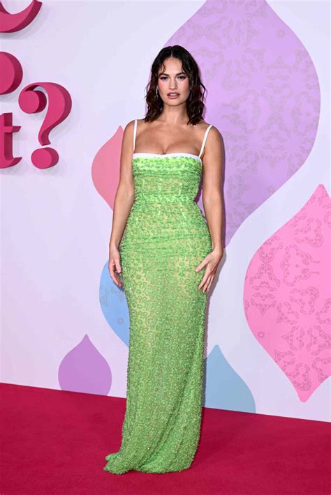 Lily James Looked Ready for Spring in a Sheer Corseted Dress