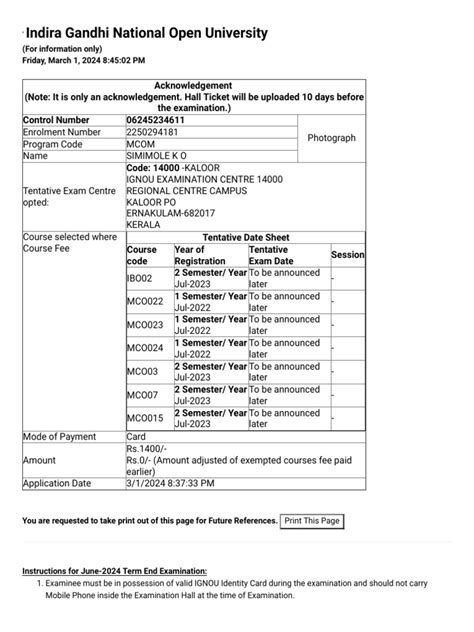 Image result for Ignou Assignment Acknowledgement Form