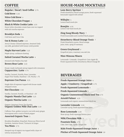 Willow & Whisk menu in Wyckoff, New Jersey, USA