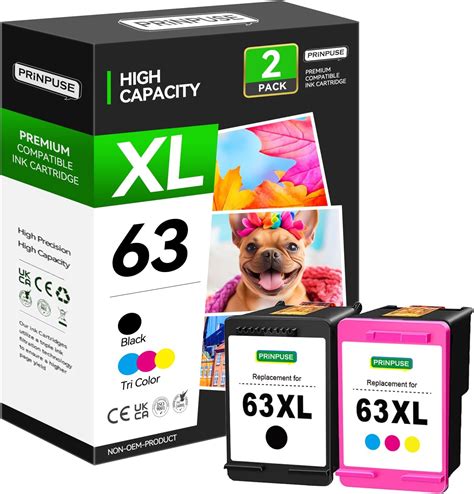 Amazon.com: PRINPUSE 63XL Ink Cartridges Black and Color for HP 63 63XL ...