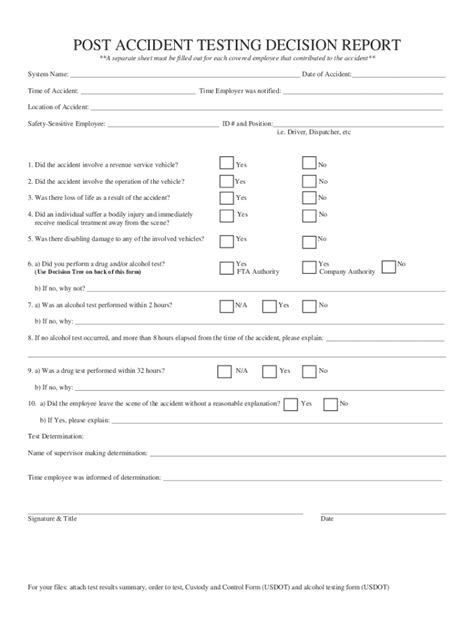 Fillable Online DOT Post Accident Testing - National Drug Screening49 ...