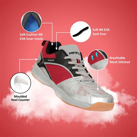 NIVIA Appeal Badminton Shoes For Men - Buy Silver, Maroon Color NIVIA ...