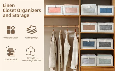 FLYNGO 4 Pcs Linen Wardrobe Organizer for Clothes Organiser Storage Box ...