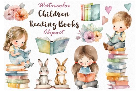 Children Reading Books Clipart Graphic by passionpngcreation · Creative ...