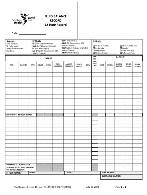 Fluid Balance Record Form - Fill Out, Sign & Share Online | pdfFiller
