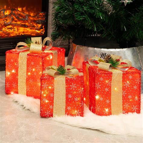 Amazon.com: FUNPENY Set of 3 Christmas 60 LED Lighted Gift Boxes ...