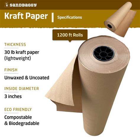24 inch Lightweight Kraft Paper Rolls - 30 lb. Recycled Paper (Brown ...