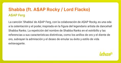 Significado de la canción Shabba (ft. A$AP Rocky / Lord Flacko) (A$AP ...