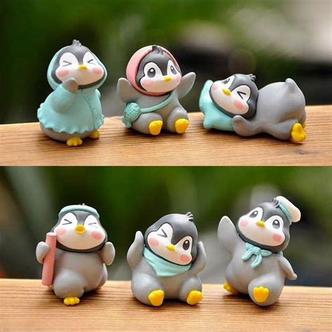 1 Set Cute Penguin Figurines Miniature Multiuse as Decorations, Cake T ...