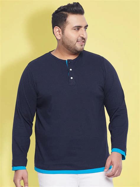 Men Plus Size Arnet Solid Henley Tshirt – bigbanana