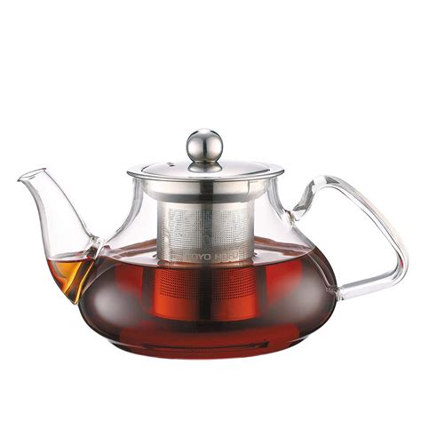 Toyo Hofu High Borosilicate Clear Glass Teapot with Infuser, Removable ...