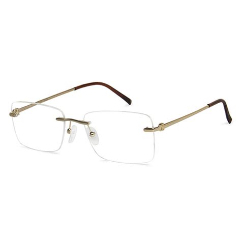 Buy Gold Brown Rimless Rectangle Vincent Chase Online SLEEK STEEL VC ...