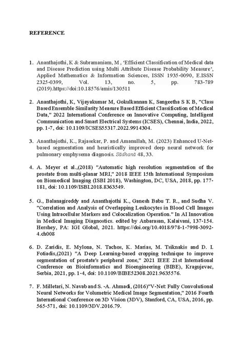 References for Medical Imaging Project - Final Submission - Studocu