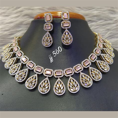Jain Jewellers Gold Plated AD Stone Necklace Set – JewelEMarket