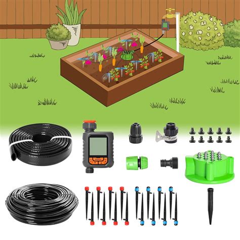Amazon.com : MIXC Drip Irrigation Kit with Timer,107FT Garden ...