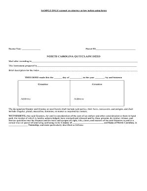 Bill Of Sale Form North Carolina Quitclaim Deed Form | pdfFiller