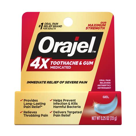 Orajel 3X Medicated Gel for Oral Care, Canker & Cold Sore Pain Relief ...